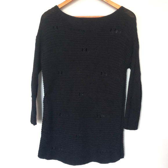 3/$25! Volcom Black Distressed Sweater - Picture 4 of 5